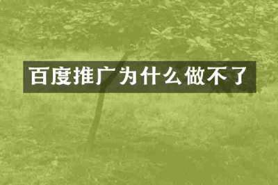 百度推广为什么做不了