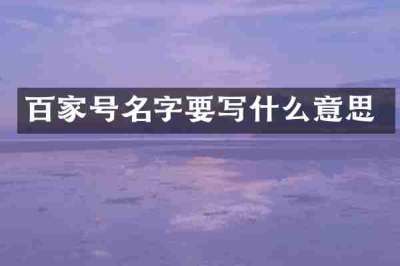 百家号名字要写什么意思
