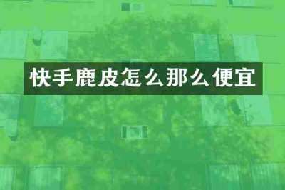 快手鹿皮怎么那么便宜