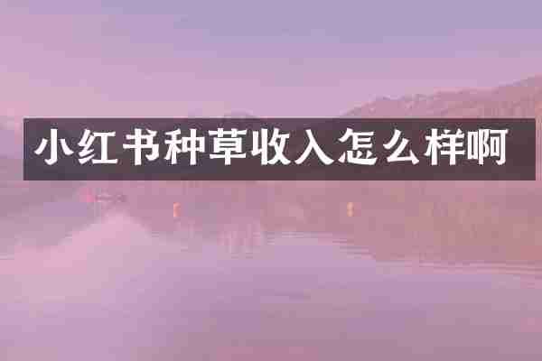 小红书种草收入怎么样啊