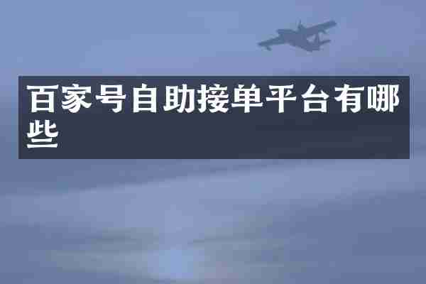 百家号自助接单平台有哪些