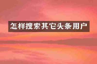 怎样搜索其它头条用户
