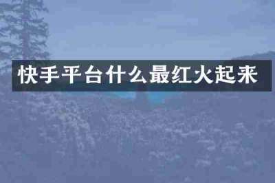 快手平台什么最红火起来