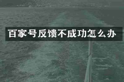 百家号反馈不成功怎么办