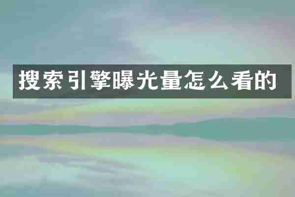 搜索引擎曝光量怎么看的