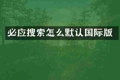 必应搜索怎么默认国际版