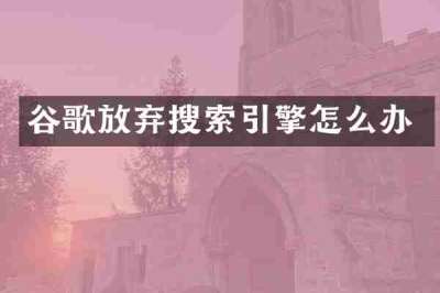 谷歌放弃搜索引擎怎么办