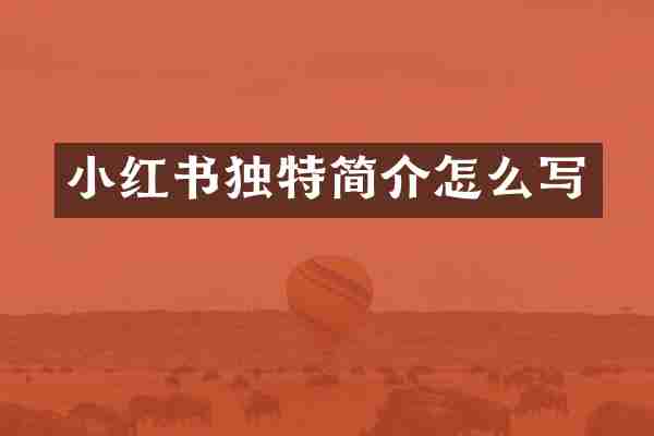小红书独特简介怎么写