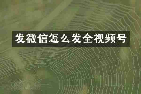 发微信怎么发全视频号