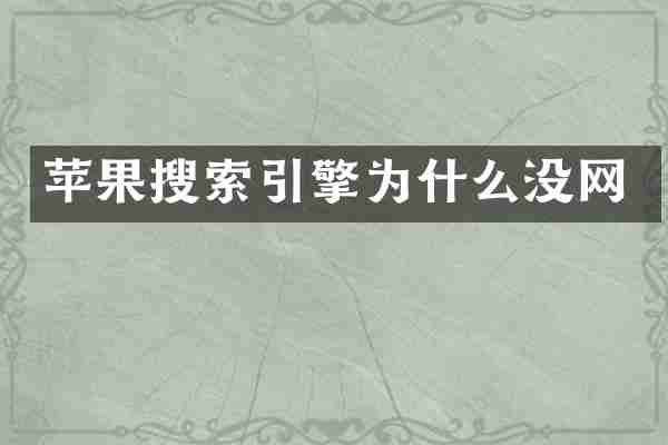 苹果搜索引擎为什么没网