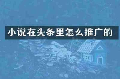 小说在头条里怎么推广的