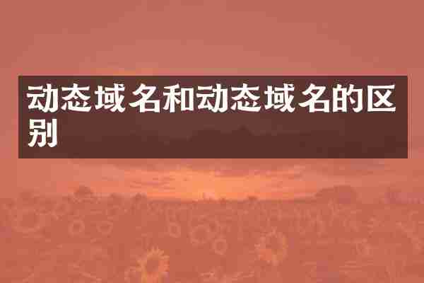 动态域名和动态域名的区别