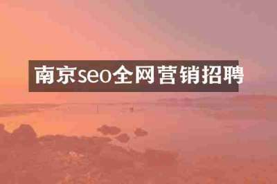 南京seo全网营销招聘