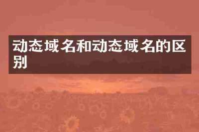 动态域名和动态域名的区别