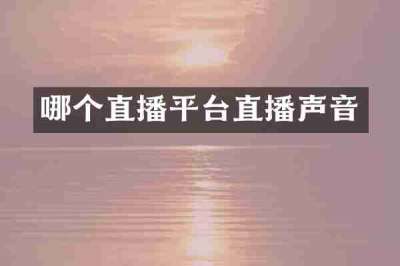 哪个直播平台直播声音