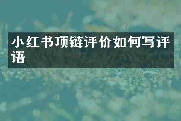 小红书项链评价如何写评语