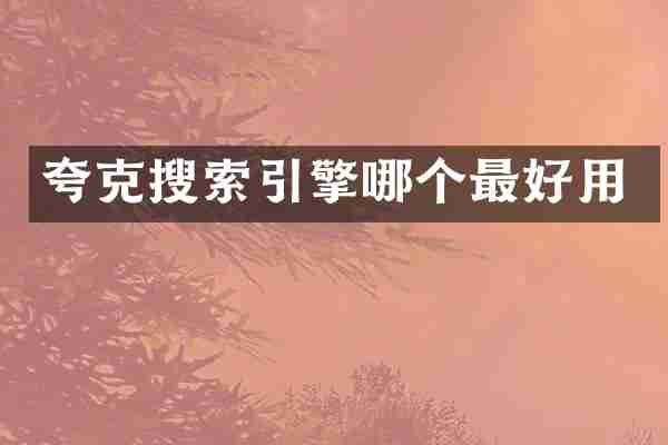 夸克搜索引擎哪个最好用