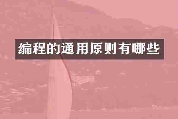 编程的通用原则有哪些