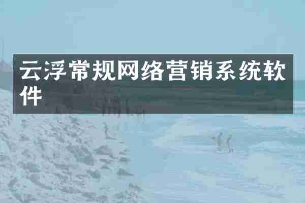 云浮常规网络营销系统软件