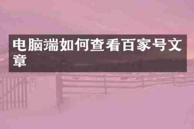 电脑端如何查看百家号文章