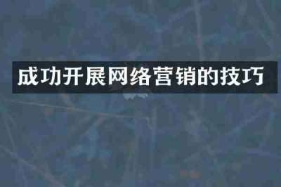 成功开展网络营销的技巧