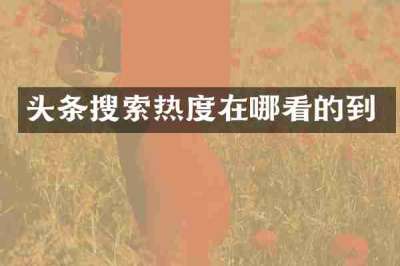 头条搜索热度在哪看的到