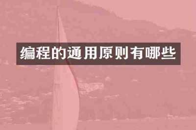 编程的通用原则有哪些