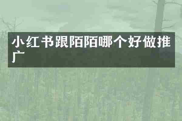 小红书跟陌陌哪个好做推广