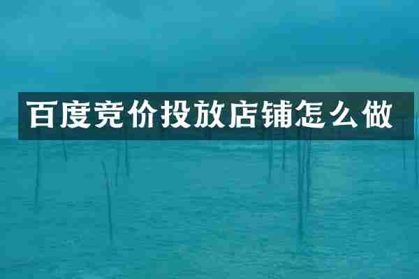 百度竞价投放店铺怎么做