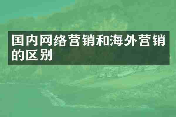 国内网络营销和海外营销的区别