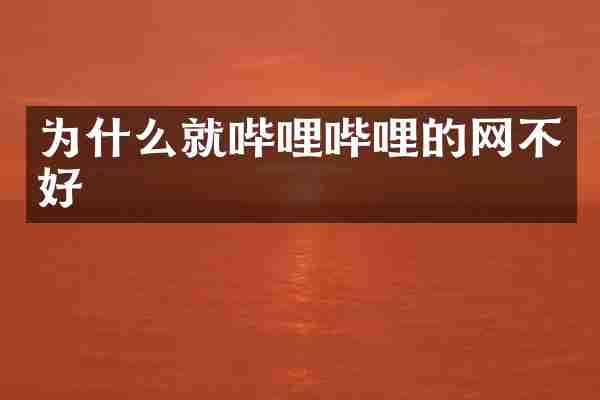 为什么就哔哩哔哩的网不好