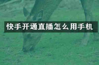快手开通直播怎么用手机