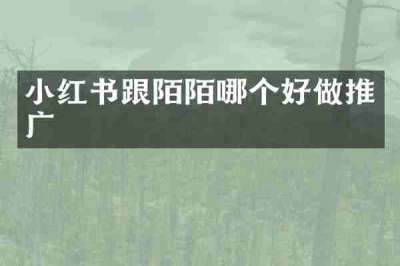 小红书跟陌陌哪个好做推广
