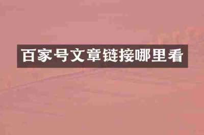 百家号文章链接哪里看