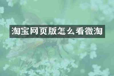 淘宝网页版怎么看微淘