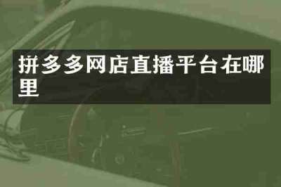 拼多多网店直播平台在哪里