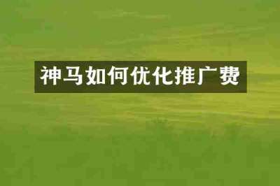 神马如何优化推广费