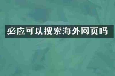 必应可以搜索海外网页吗