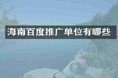 海南百度推广单位有哪些