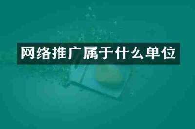 网络推广属于什么单位