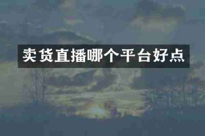 卖货直播哪个平台好点