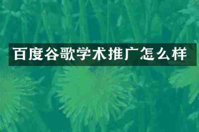 百度谷歌学术推广怎么样