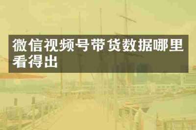 微信视频号带货数据哪里看得出