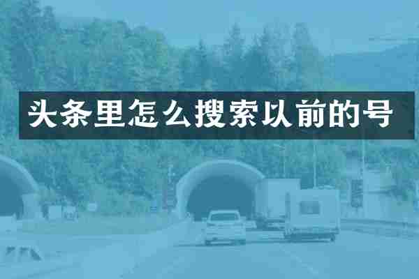 头条里怎么搜索以前的号