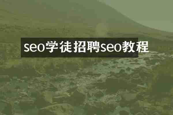 seo学徒招聘seo教程