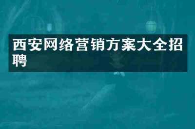 西安网络营销方案大全招聘