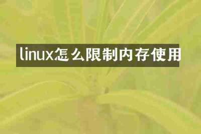 linux怎么限制内存使用