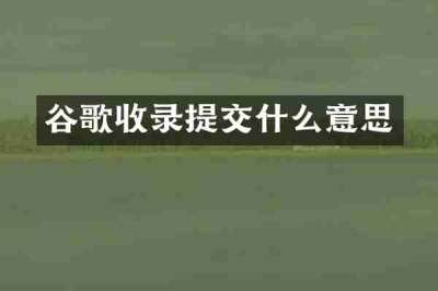 谷歌收录提交什么意思