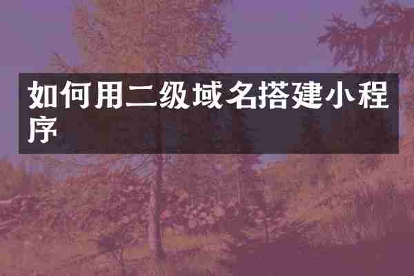 如何用二级域名搭建小程序