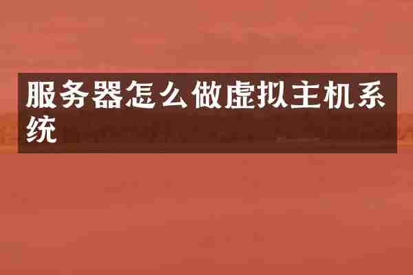 服务器怎么做虚拟主机系统